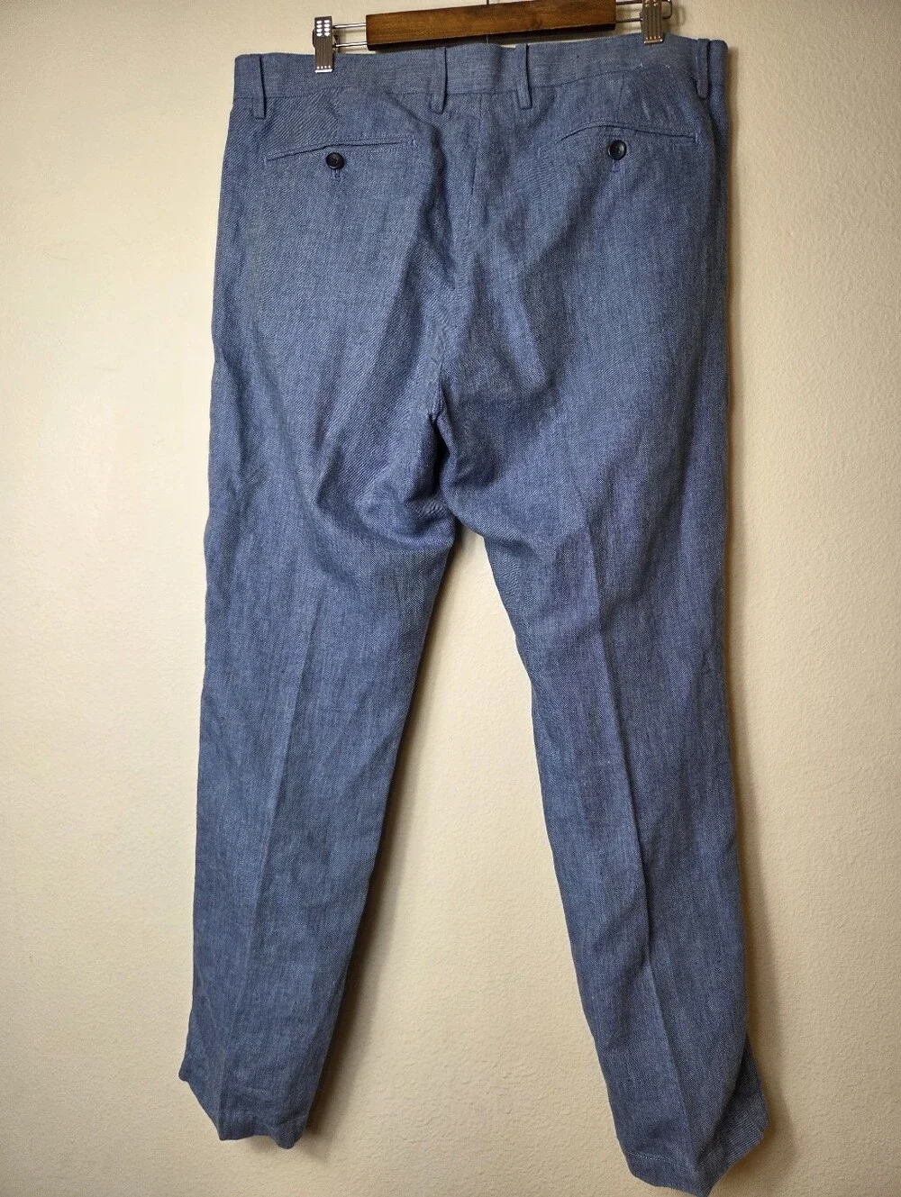 Banana Republic Men's Pants 36x30 Blue Linen Cotton Aiden Fit
